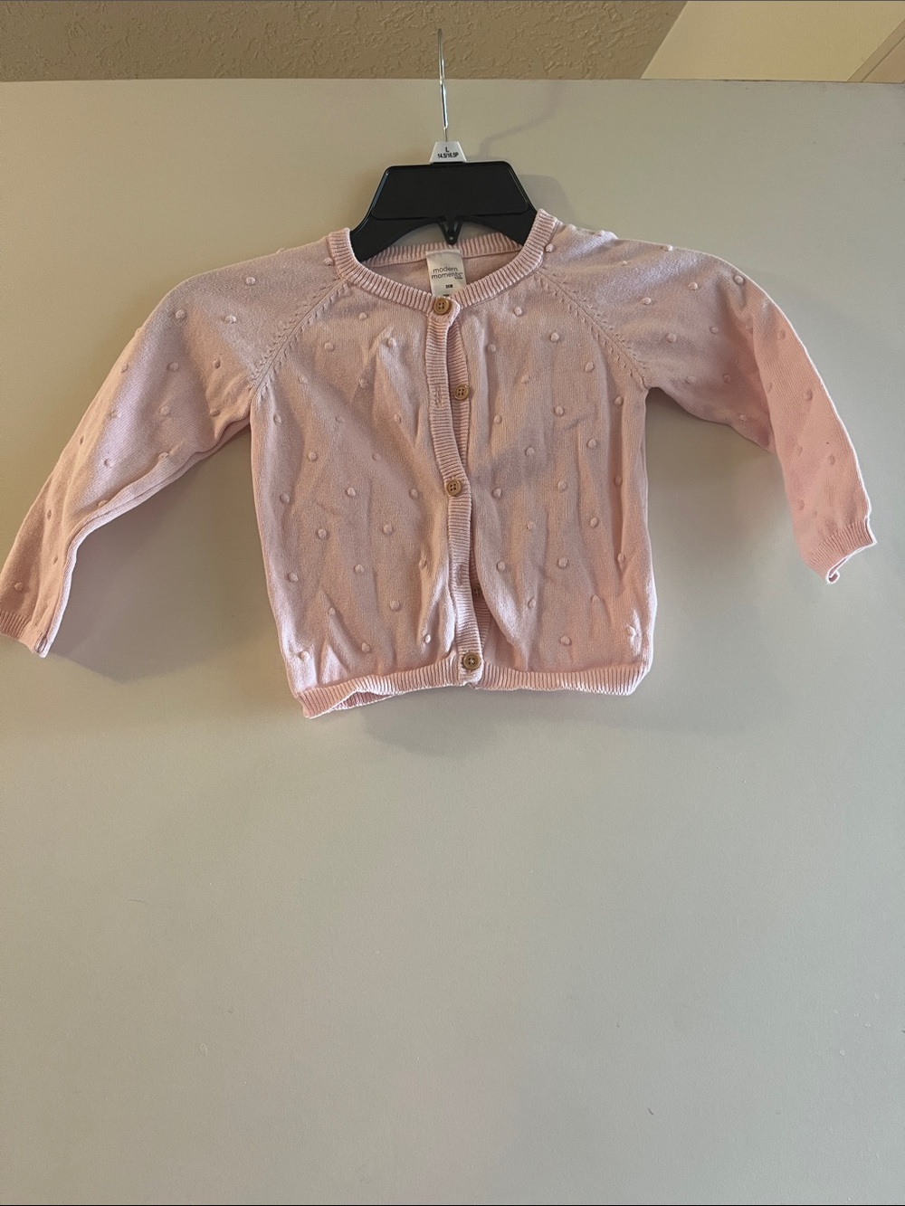 Baby Pink Knit Cardigan Sweater - Soft Dot Texture